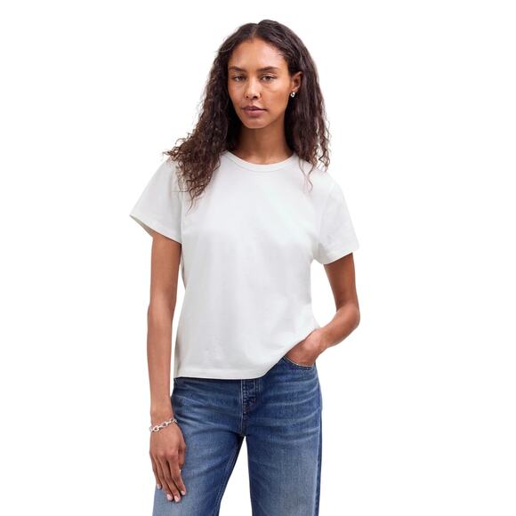 Madewell NWT White Cotton Crewneck Tee Shirt L | Classic Layering Top - Picture 1 of 8